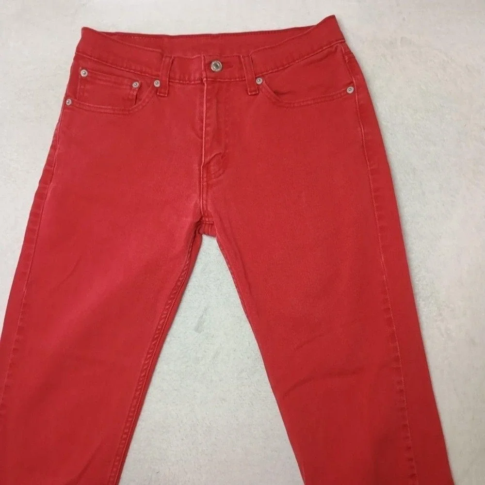 Levis 511 Jeans Mens 32x32 Red Slim Stretch Denim Cotton Blend Logo Red Tab